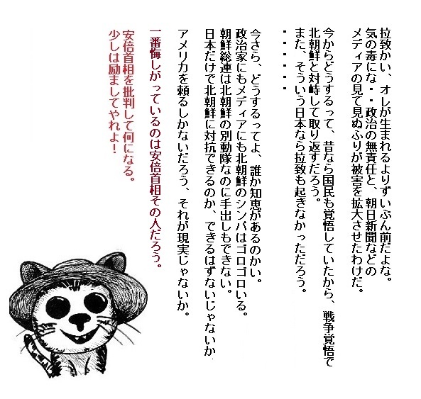 拉致問題、過去の政治とメディアの無責任のツケを安倍首相が一人で背負っている　　　　　東京カラス_f0229716_19555358.jpg