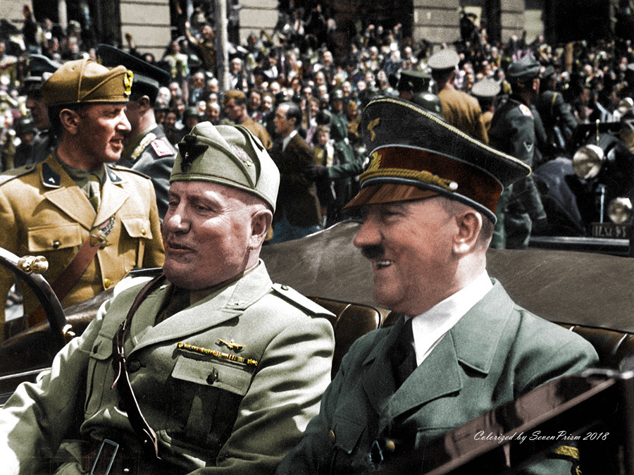 ヒトラーとムッソリーニ 1940年 ミュンヘン Colorized War And Peace モノクロ写真のデジタル着色