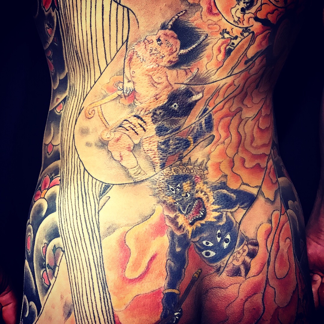 地獄太夫 和彫り 花魁 タトゥー 刺青 背中 千葉 木更津 2face Tattoo Studio Japan 千葉県木更津市 刺青処 聖針