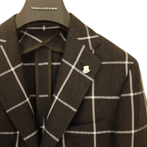 TAGLIATORE コットンリネン ジャケット　　 　ウインドウペーン 46 TAGLIATORE コットンリネン ジャケット ウインドウペーン 46