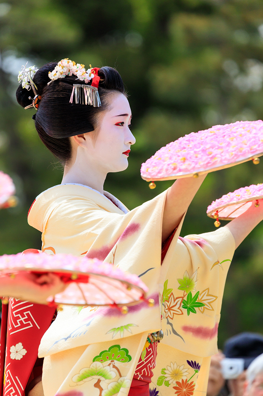 平安神宮例祭翌日祭　奉納舞踊・花笠（祇園甲部　豆純さん、豆こまさん、朋子さん）_f0155048_23331694.jpg