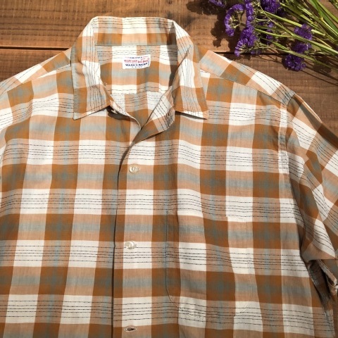 1950s \" DANRIVER Fablic - WASH＆WEAR - \" 100% Cotton VINTAGE S/S CHECK SHIRTS ._d0172088_18260791.jpg