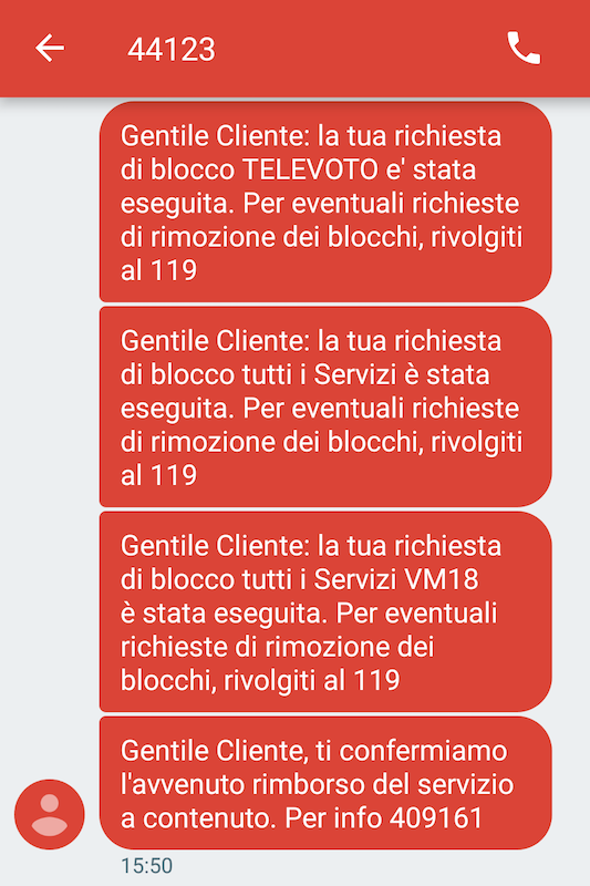 イタリア スマホ詐欺、TIMに電話して5ユーロ奪回_f0234936_6475546.png