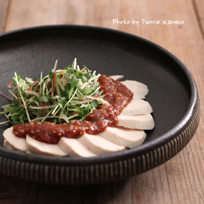 さっぱり　鶏と香味野菜の梅肉ソース_f0235919_07192781.jpg