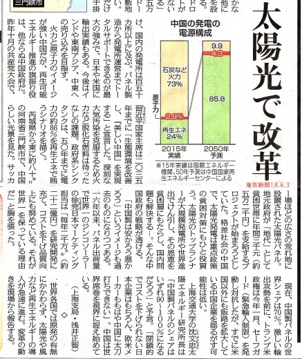 中国　政府旗振り太陽光で改革　世界の現場から　／原発のない国へ１　東京新聞_b0242956_18002324.jpg