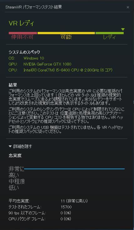 VR用PCのCPUパワーが心配だったのでベンチマークを走らせてみました。^o^_e0109011_15242599.jpg