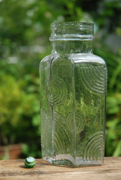 水飴瓶 拾うたんじゃけえ! 羽模様の水飴瓶