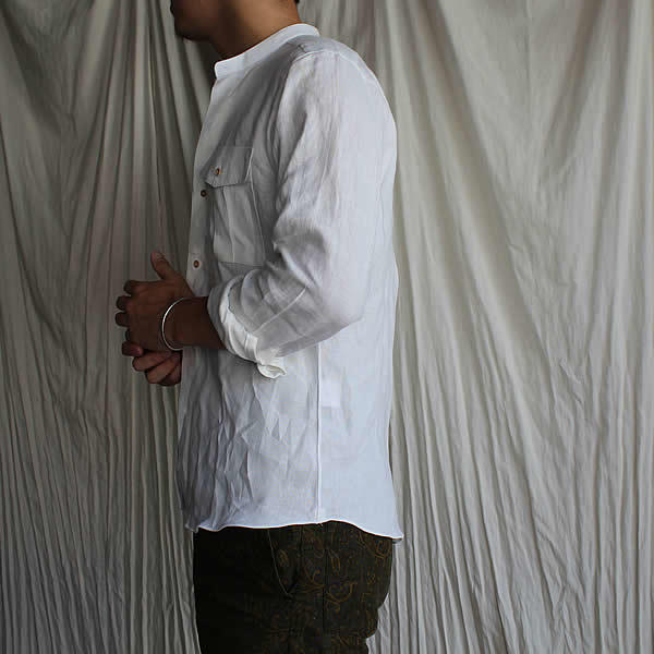 Atelier de vetements shirt / No.29　european linen band collar safari shirts_c0181543_16383683.jpg