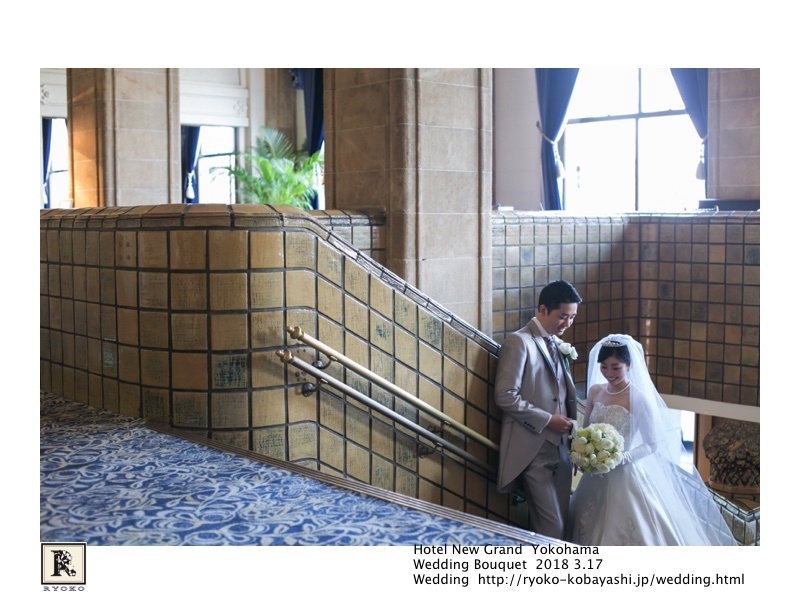 映画のワンシーンのような思わずうっとりしてしまうお写真をいただきました!Hotel New Grand Yokohama Wedding Bouquet 2018 3.17_c0128489_20564962.jpg
