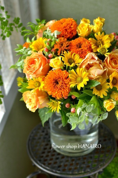 元気づけの贈り物 ビタミンカラーの花束 花色 あなたの好きなお花屋さんになりたい