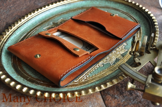 イタリアンレザー・プエブロ・コンパクト2つ折り財布とブックカバー
