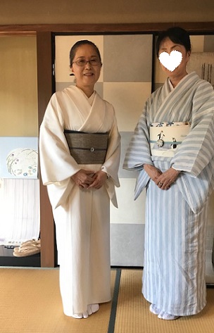 クールに着物in京都・雅さま・白い夏着物に対馬麻の帯。_f0181251_1705933.jpg