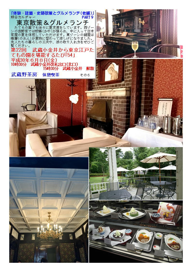 武蔵野茶房 第22回 武蔵小金井から東京江戸たてもの園を堪能するたび「54」 「体験・建築・史跡散策とグルメランチ(老舗)」熊谷カルチャー_f0388041_06284192.jpg