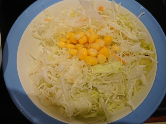 7/19 茎わさび山形だし牛めしミニ盛り¥440 + サラダ¥110 + 生ビール¥180@松屋_b0042308_11151457.jpg