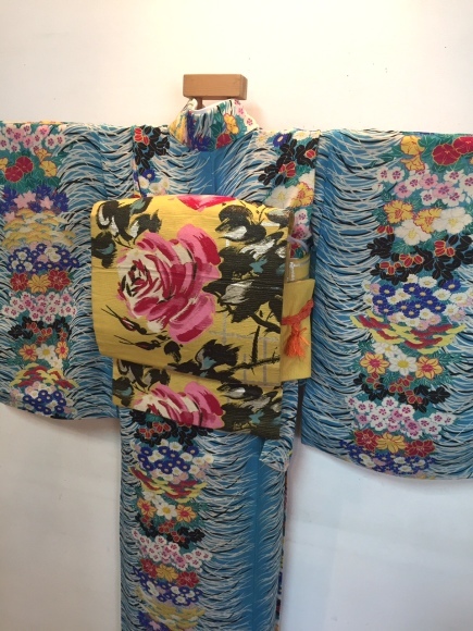 24日より!夏のロマデパ・新宿伊勢丹♪カラフル!水色小花単衣×チェック黄色ピンク薔薇絽帯♪販売商品10_c0321302_09033089.jpg