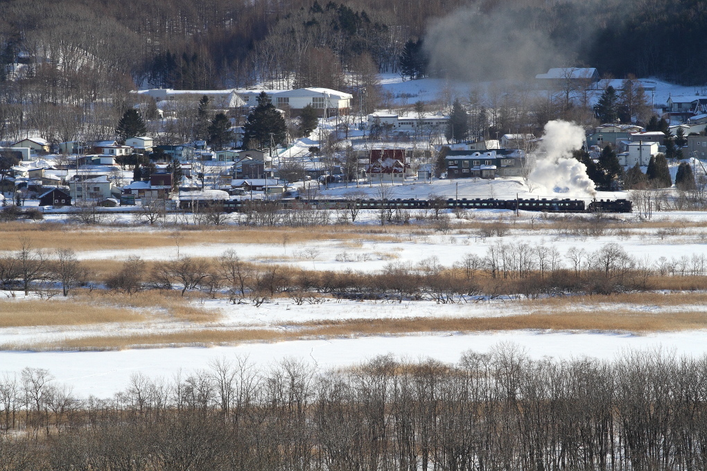 雪の釧路湿原のほとりに白煙が立つ - 釧網線 -_b0190710_17192428.jpg