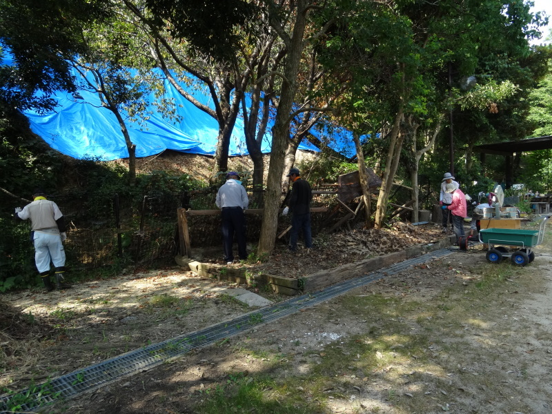 災害後の花の広場片付け継続・土井府議視察・・・うみべの森_c0108460_15343476.jpg