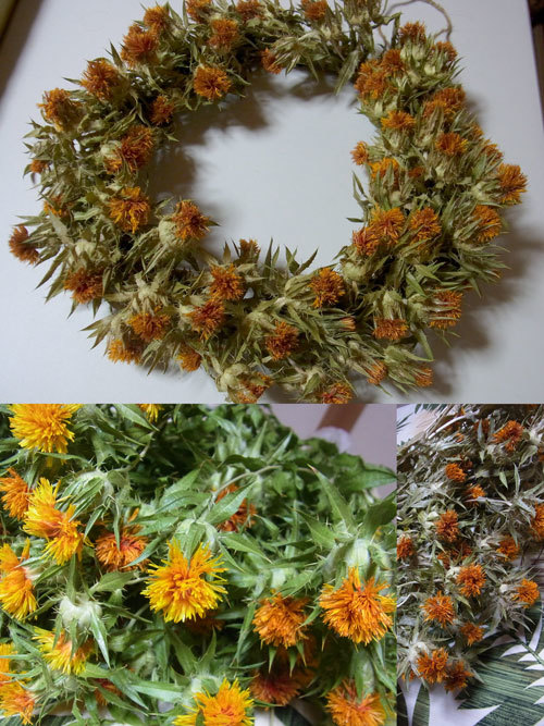紅花のドライフラワーリース プライベートサロン たまゆら庵 各種ワークショップ お茶 手仕事 セルフメンテナンス フラダンス