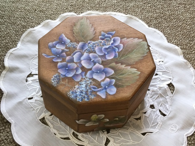 木箱の中に紫陽花とドクダミの花 ひとり言 木箱の中に紫陽花とドクダミの花 ひとり言