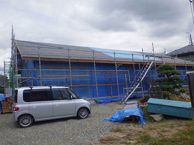 東仙北　大きな平屋の家　建て方作業進行中！_f0105112_04465150.jpg