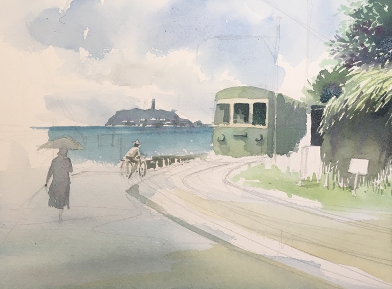 ♫ 江ノ島が見えて来た〜 : 赤坂孝史の水彩画 AKASAKA TAKASHI ♫ 江ノ島が見えて来た〜 : 赤坂孝史の水彩画 AKASAKA TAKASHI