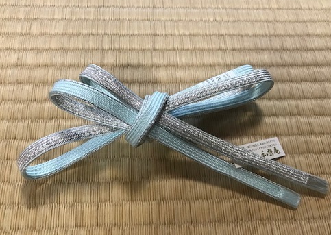商品紹介・水色と銀・黒と銀の両面三分紐・今日は地蔵盆_f0181251_1135304.jpg