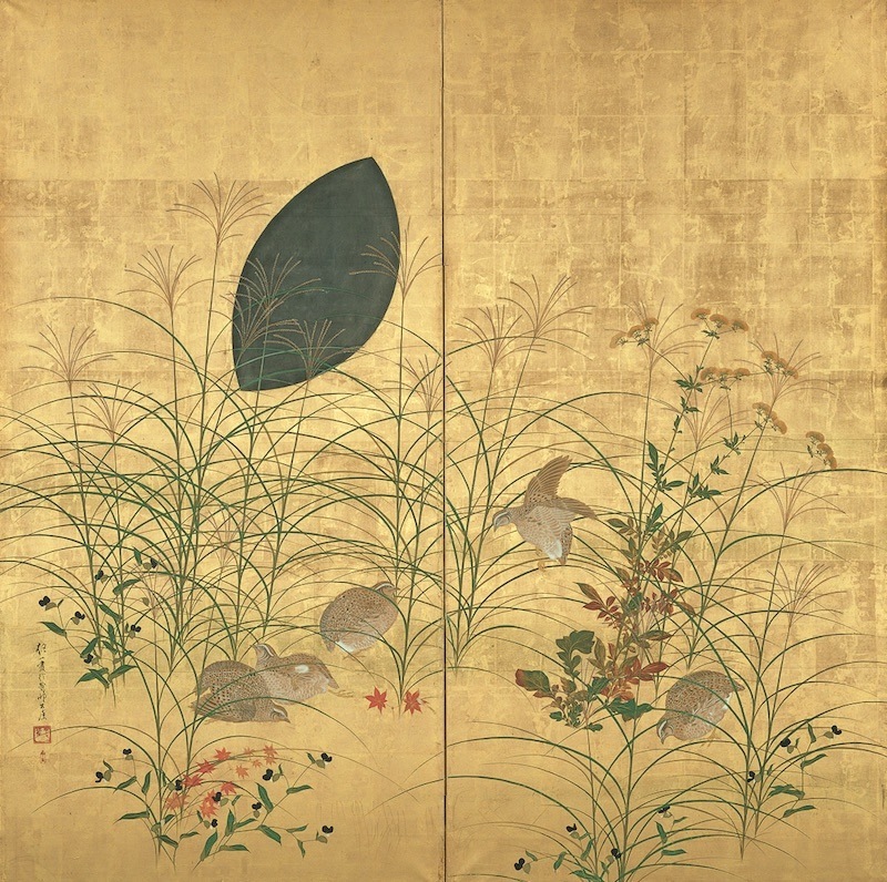 四季草花下絵和歌巻」 : 一語一絵