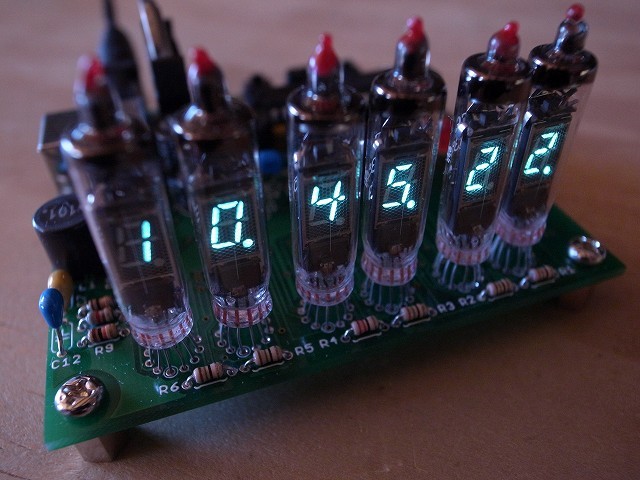 NEC VFD LD8113 x6本　時計 日本製蛍光表示管 LD8113 8桁時計 GPS搭載 【VFD ニキシー管世代 置時計】