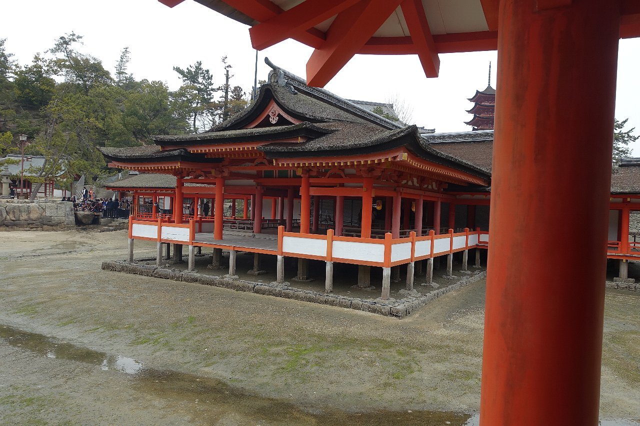 中島多茂都「厳島神社」額装30号○日本画 落款 印 世界遺産厳島