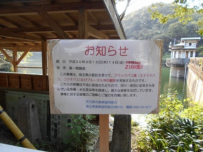 間瀬湖の外来魚駆除のお知らせ バクバク ヘラブナ釣行記