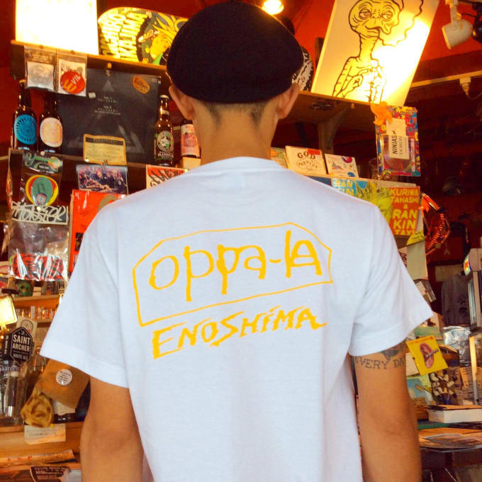 M samaデザイン 江の島OPPA-LA 17周年記念Tシャツです！  多分ですがブレインズで写真を使ったのは 世界初と思います笑！！！_d0106911_16564484.jpg