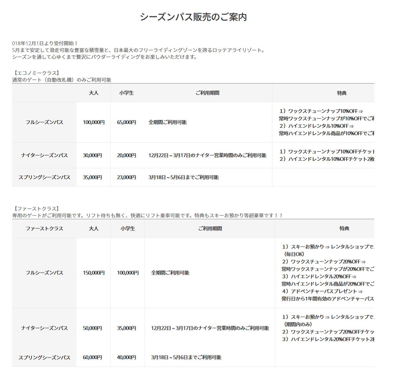 ロッテアライリゾート　18-19シーズンパスの価格は10万円です_e0037849_17335437.jpg