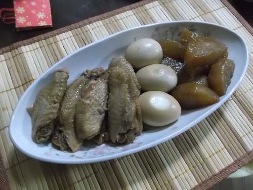 鶏手羽先と大根の煮物&みょうがの梅酢漬_f0019498_21231562.jpg