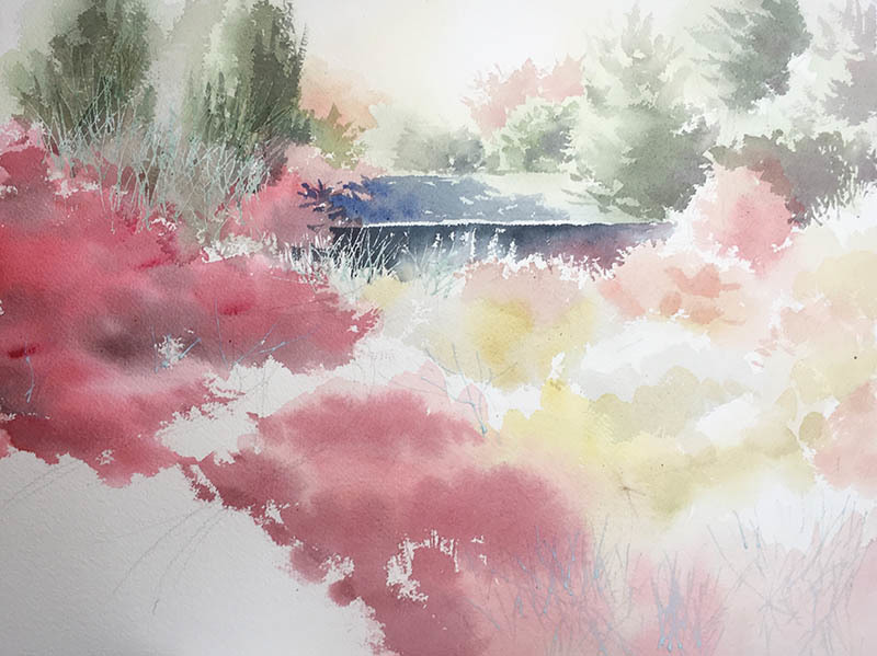 2ヶ月後の東福寺 通天橋から : 赤坂孝史の水彩画 AKASAKA