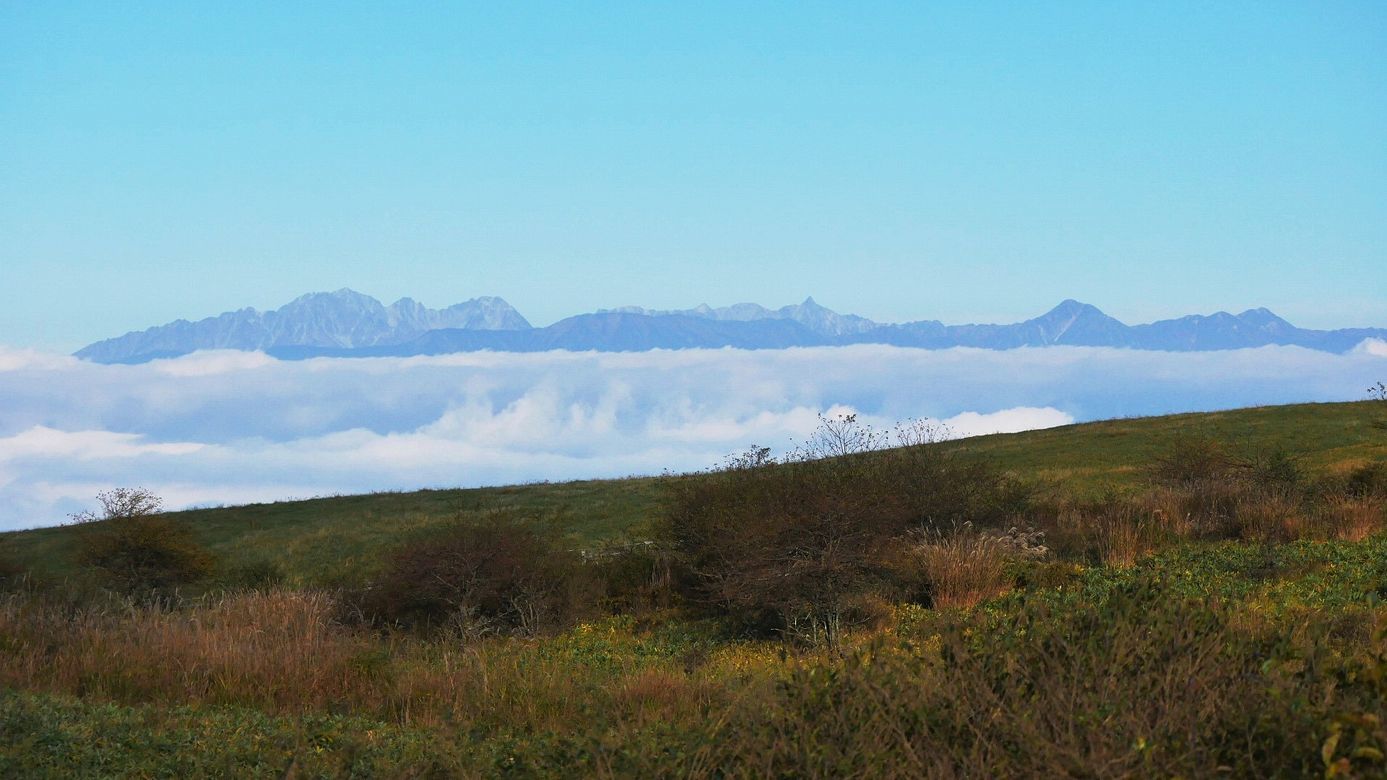 天空の高ボッチ牧場の朝・・・雲海に浮かぶ北アルプスの名峰がズラリ♪_a0031821_09282188.jpg