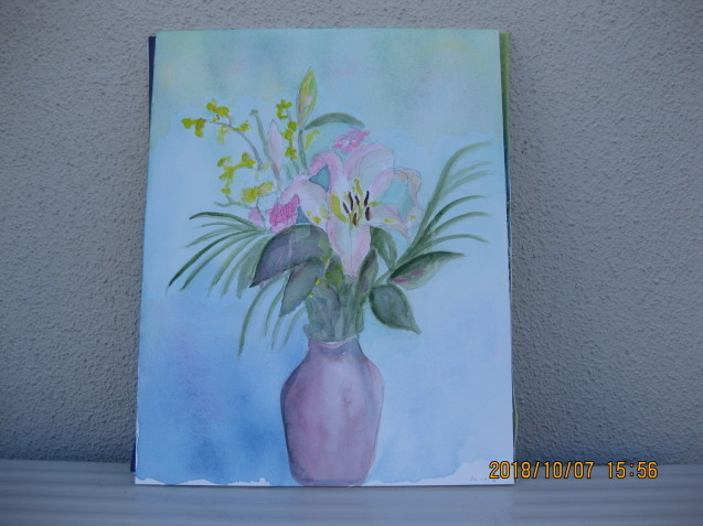 頂いた花束を描きました。_f0190942_15491609.jpg