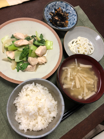 鶏肉とチンゲン菜の炒め物_d0235108_21122601.jpg