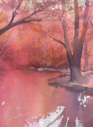 紅葉　水彩教室デモ_f0176370_17404577.jpeg