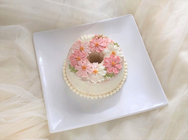 コスモスのフラワーケーキ Sweets Studio Floretta Flower Cake Sweets Class Shiga