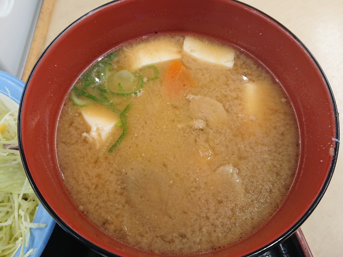 10/20  得朝ミニ牛めし豚汁セット￥430 + 生野菜￥110 @松屋_b0042308_07165054.jpg
