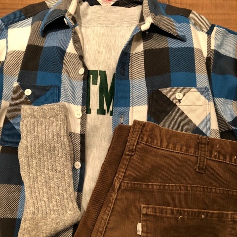 1970s \" FROST PROOF \" 100% cotton HEAVY FLANNEL - BLOCK CHECK - SHIRTS ._d0172088_21291667.jpg