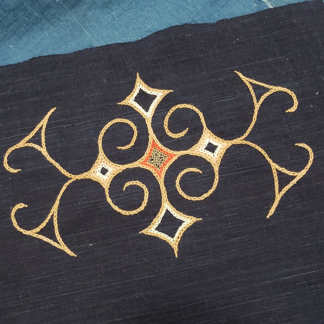 福袋売れ残りセール アイヌ刺繍 ファブリックパネル3 チヂリ アイヌ 刺繍 寄付 刺しゅう