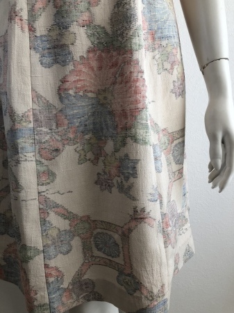 着物リメイク淡い花柄紬のワンピース : 着物ドレス・着物リメイク 