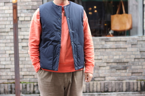 「orSLow」上質な素材で作られた\"COTTON SHELL VEST\"ご紹介_f0191324_08291502.jpg