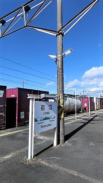 藤田八束の鉄道写真＠東北本線を走る貨物列車金太郎、秋の美しい東北を走る貨物列車・・・岩沼駅を上空から捉える_d0181492_19301154.jpg