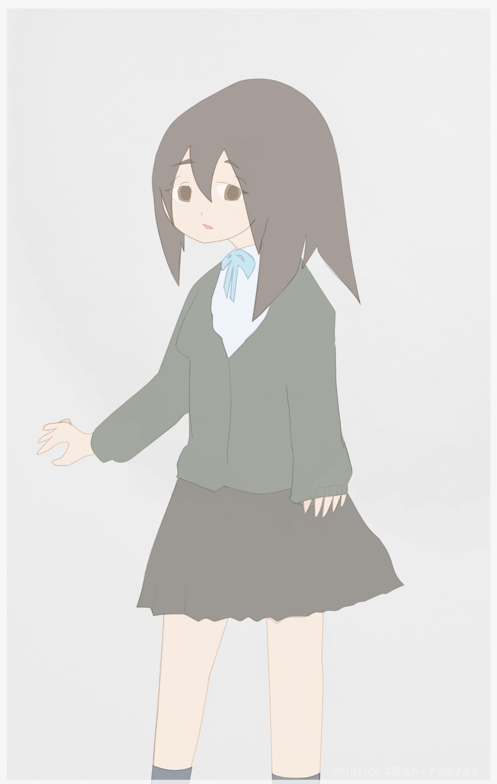 深緑色カーディガンの女子高生イラスト 豆大福がてんこもりなブログ２ １
