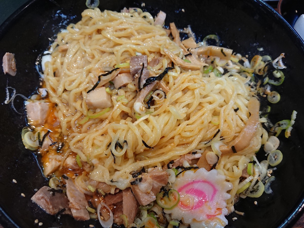 11/6 味の天徳高幡不動店 油そば醤油味大盛 + やみつきトッピング_b0042308_01331904.jpg