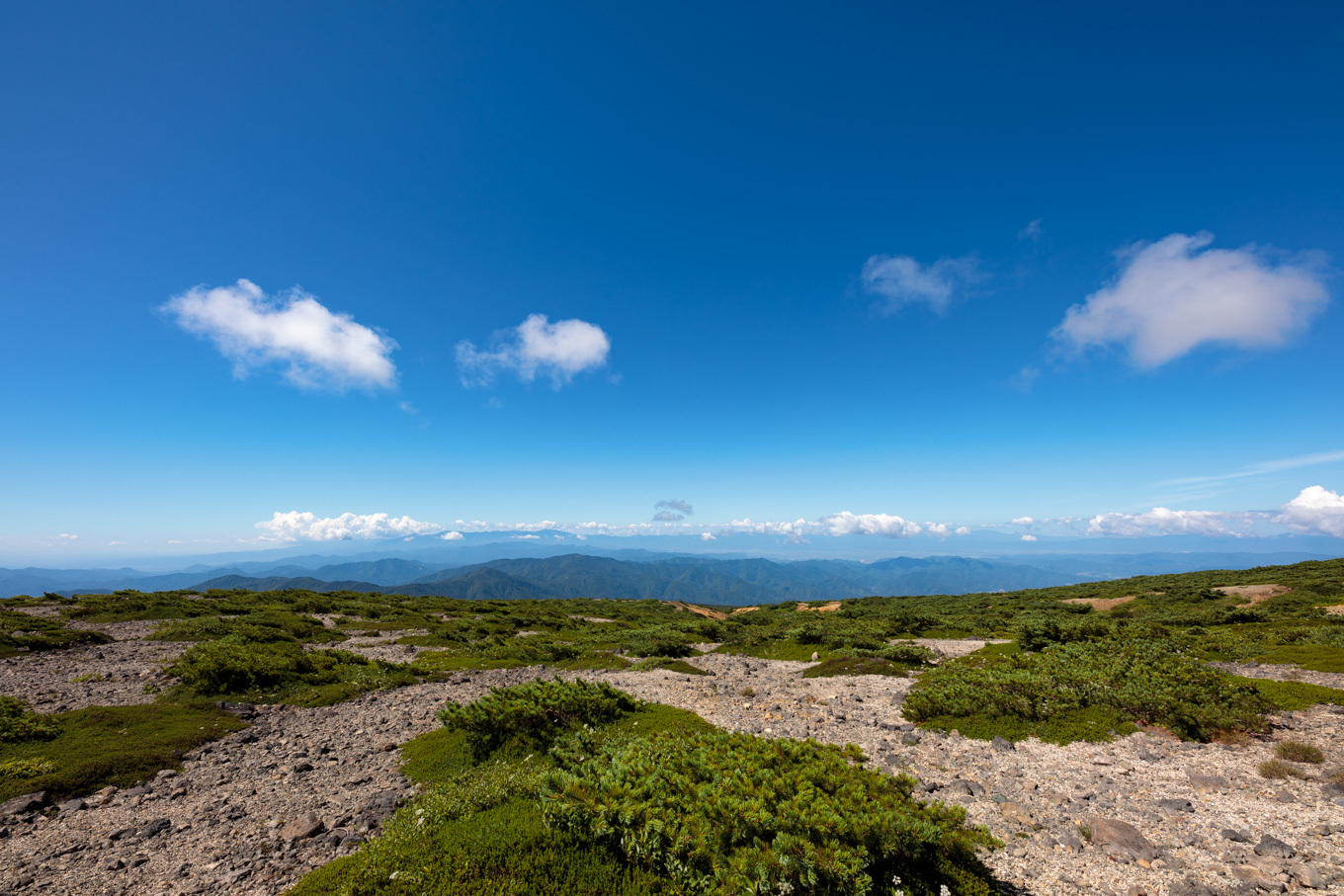 地平の彼方に輝く海、空と風とエメラルドの夏「蔵王山」熊野岳へ_c0369219_16194401.jpg