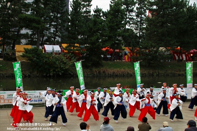 草加ふささら祭り2018・・綾瀬川南側で‥そうか連の舞　NO6_e0052135_17473216.jpg