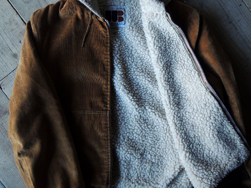 70S WILLIAM BARRY CORDUROY BOA ZIP-UP JACKET--RECOMMEND
